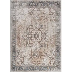 Surya - Tapis Vintage Lavable en Machine Marron/Ivoire 120x170 cm pas cher