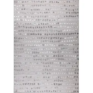 Surya - Tapis de Salon à Poils Courts et Doux Scandinave à Pois Gris/Blanc 200 x 275 cm pas cher