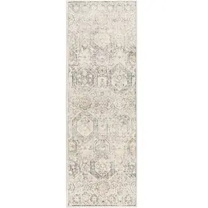 Livabliss Tapis de Couloir Vintage Oriental Gris/Beige 80x220 pas cher