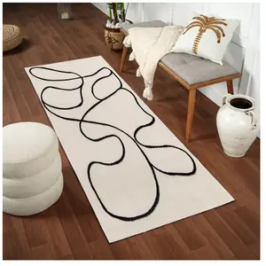 Surya Tapis Scandinave Bohème Blanc/Noir 80x150 pas cher
