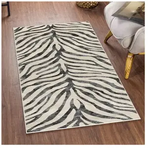 Livabliss Tapis Zébré Bohème Gris Foncé/Beige 80x150 pas cher