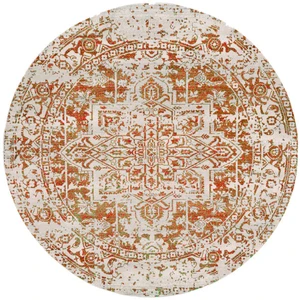 SURYA Tapis rond vintage oriental orange blanc ø 160 cm JULIETTE pas cher