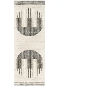 Artistic Weavers SURYA Tapis de Couloir à Poils Courts Doux Scandinave Moderne ENSO 80x220cm Blanc/Noir pas cher