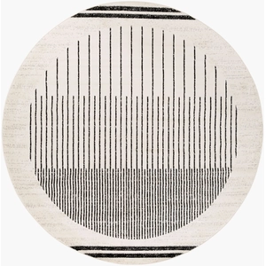 Surya Tapis Rond Scandinave Moderne Blanc/Noir Ø 160 pas cher