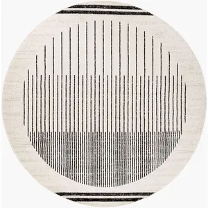 Livabliss Tapis scandinave rond moderne blanc noir ø 200 cm ENSO pas cher