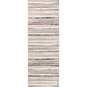 Surya - Tapis Couloir Scandinave Moderne Blanc/Gris/Bleu 80x220 cm pas cher