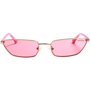 Lunettes de soleil femme en métal de forme rectangulaire GU8285 Guess-Rose-argent pas cher