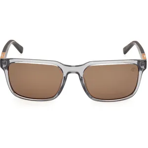 Lunettes Timberland TB00008 gris brillant miel verres polarisés marron pas cher