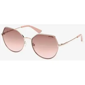 Lunettes Guess Geometric Metal jaune doré avec verres à effet miroir rose femme pas cher