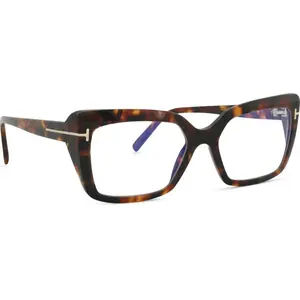 TOM FORD Femme TOM FORD FT5991-B 052 Montures optiques Acétate Havane Carré Normale