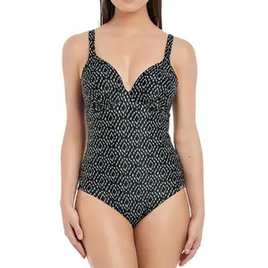 Maillot de bain une pièce plongeant à armatures Imprimé - Noir et Crèm...Vendu par3suisses