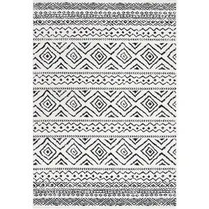 Comparateur de prix : Safavieh Augustine Tapis bohème en polypropylène tissé 160 X 230 cm Ivoire/Noir.