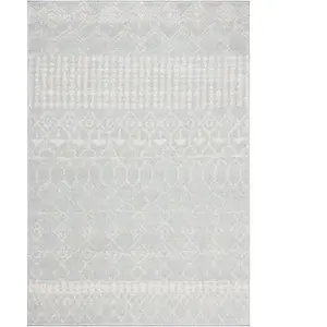 Safavieh Zion Tapis bohème en polypropylène tissé 160 X 230 cm Gris Clair/Ivoire.