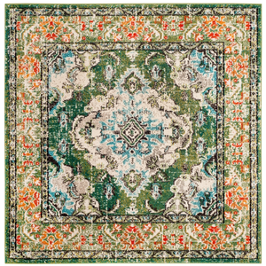 Safavieh Tapis Vert forêt/Bleu clair 91 X 91 cm pas cher