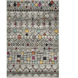 Safavieh Kathleen Tapis en polypropylène tissé Gris Clair/Fuchsia 160 x 230 cm
