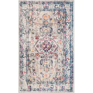 Safavieh Mariah Tapis tissé en polypropylène Gris/Bleu 120 x 180 cm pas cher