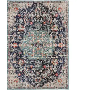 Comparateur de prix : Safavieh Maia Area Tapis tissé en polypropylène Noir/Bleu Sarcelle 160 x 230 cm
