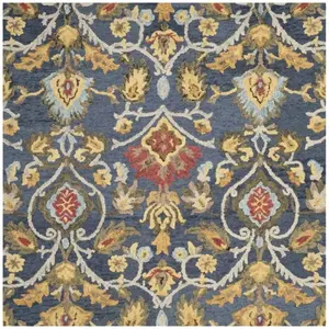 Safavieh Tapis Contemporain pour Salon, Salle à Manger, Chambre à Coucher - Blossum Collection, Tapis à Poil Court, Marine et Mutli, 122 x 122 cm
