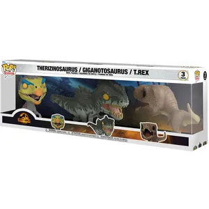 Comparateur de prix : POP Jurassic World: Dominion - Therizinosaurus, Giganotosaurus & T-Rex Vinyl Figure 3-Pack