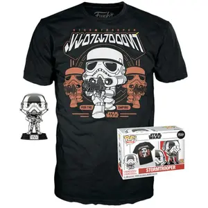 T-SHIRT M AVEC POP STORMTROOPER CHROME / STAR WARS / FIGURINE FUNKO POP pas cher