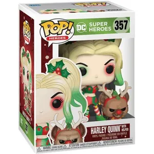 Figurine Funko Pop Heroes DC Holiday Harley Quinn with Helper pas cher