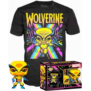 Funko Marvel X-Men Pop! & Tee Set Figurine Et T-Shirt Wolverine (Blacklight pas cher