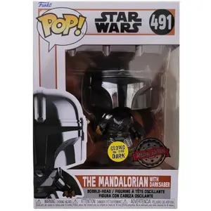 Funko Pop Star Wars The Mandalorian with Darksaber pas cher