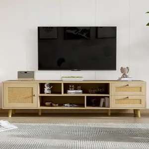 NECHE Meuble TV Porte en Rotin 160 cm,Commode bas Pour téléviseur 70" ... pas cher