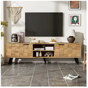 NECHE Yoleo - Meuble tv moderne avec 2 portes et 2 compartiments ouver... pas cher