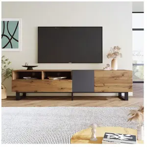 NECHE Yoleo - Meuble tv Style Industriel 180cm,Etagères et Rangement,2... pas cher