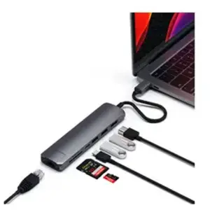 Hub USB-C slim avec adaptateur Ethernet Satechi aille unique Gris-ArgentVendu parkaufland