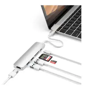Adaptateur Satechi Multi-port Type-C Slim V2 Argent pas cher