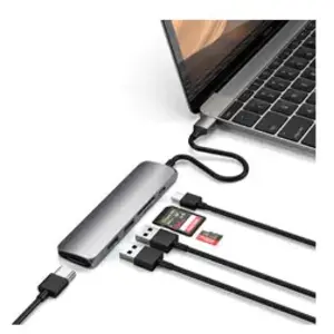 Adaptateur Satechi Multi-port Type-C Slim V2 Gris Sidéral pas cher
