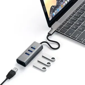 Comparateur de prix : SATECHI Hub USB-C 2-en-1 avec 3 Ports USB 3.0 + Ethernet - Gris