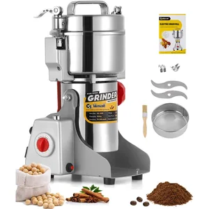 CGOLDENWALL 700g Moulin à Céréales Grains Électrique Ultrafin Broyeur à Épice pour Maïs/Café/Riz 28000RPM Haute Vitesse avec Open-Cover-Stop, Minuterie Contrôle, 2400W Commerciale Moteur