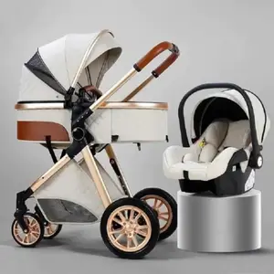 LUXCAR Poussette 3 en 1 Bébé Combinée Siège-Auto Nacelle Haute Réversible Réglable Trio Yoyo Canne Roues increvables Haute Qualité pas cher