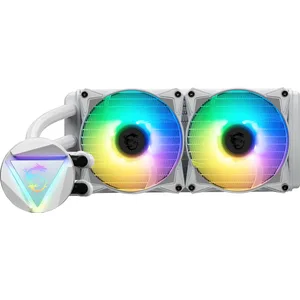 Comparateur de prix : MSI MAG CORELIQUID 240R V2 Blanc Kit AIO Watercooling CPU, Tête Waterblock ARGB Rotative, Pompe de Radiateur Intégrée, Disposition Split-Flow, Tuyaux Anti-Évaporation, Compatible AMD & Intel