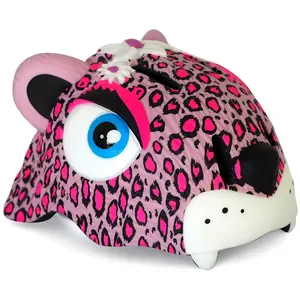 Casque de velo pour enfants   leopard rose   crazy safety   certifie en1078