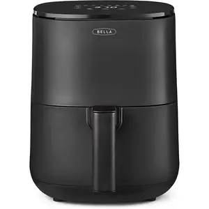 BELLA Friteuse à Air Numérique de 3 L, Multifonction 5-en-1 avec Grille et Panier Antiadhésifs Amovibles et Lavables au Lave-vaisselle, 1400 Watts, Noir Mat pas cher