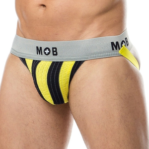 Jockstrap MOB Classic Noir-Jaune XL pas cher