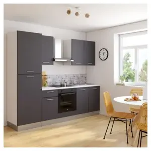 Cuisine complète montée All in Sophia gris L. 255 cm avec électroménag... pas cher