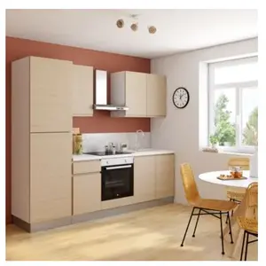Cuisine complète montée All in Carla imitation chêne L. 255 cm avec él... pas cher