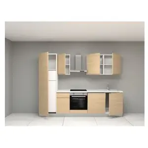 Cuisine complète montée All in Carla imitation chêne L. 285 cm avec él... pas cher