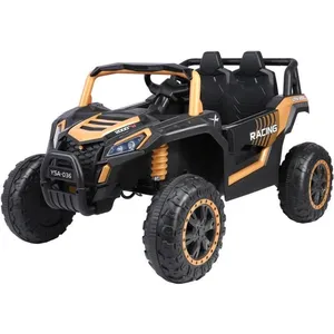 Comparateur de prix : ORYXEARTH UTV 12V Voiture tout-terrain électrique pour enfants - vitesse 2-6 km/h, avec télécommande et musique multifonction Or et noir