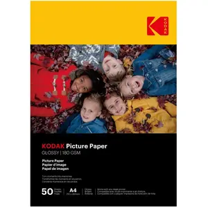 Comparateur de prix : Pack 50 feuilles de papier photo brillante Kodak pour imprimante à jet d’encre
