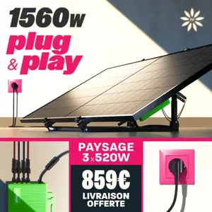 Kit Plug and Play 3 panneaux photovoltaïques 1560W + onduleur + suppor...Vendu parmater-france