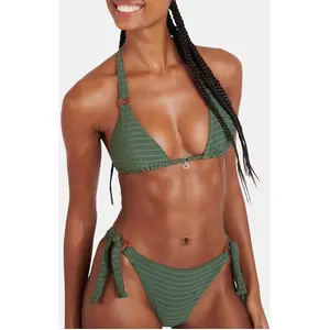 Bas de maillot de bain smocké kaki SIMA GROOVE pas cher