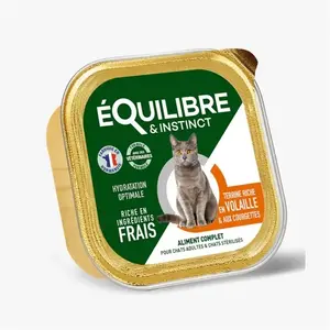 Equilibre et Instinct - Patées pour chat stérilisé, volaille et courge... pas cher