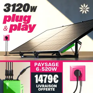 Kit Plug and Play 4 panneaux photovoltaïques 3120W + onduleur + suppor... pas cher