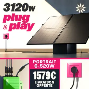 Kit Plug and Play 4 panneaux photovoltaïques 3120W + onduleur + suppor... pas cher